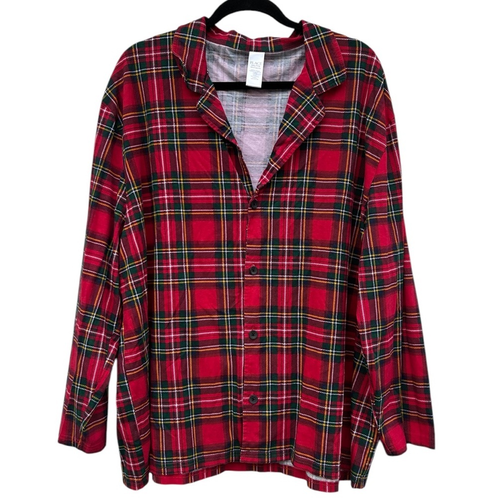 NWOT Place plaid 100% cotton pajama top XXL